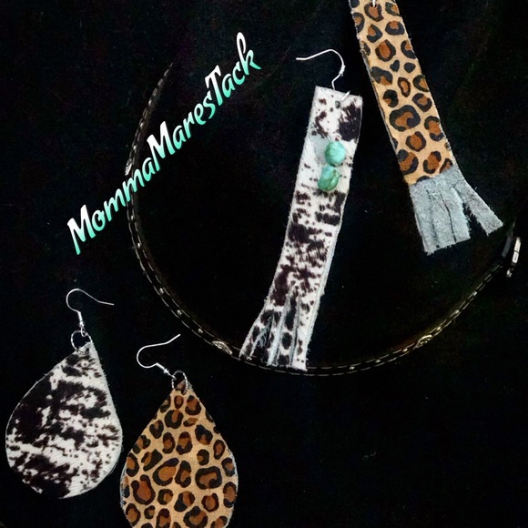 Hair on Hide Earrings - Picture 1 of 2